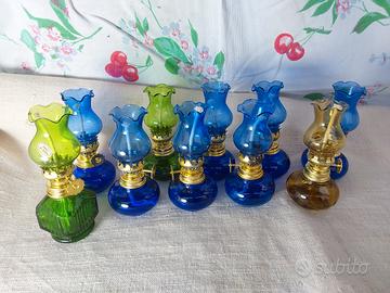 10 mini lumiere vetro col. ad olio da collezione 