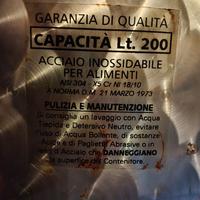 Serbatoio per alimenti 200L acciaio inox AISI 304