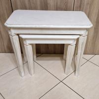 COPPIA TAVOLINO BIANCHI SHABBY CHIC