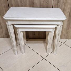 COPPIA TAVOLINO BIANCHI SHABBY CHIC