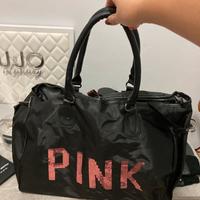 Borsa da viaggio nera Pink