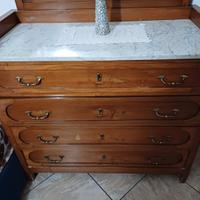 Cassettiera vintage in legno con specchiera