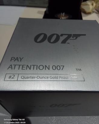 moneta oro 1/4 oncia James Bond anniversario 
