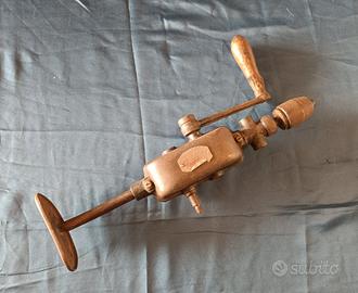 Trapano manuale vintage a manovella 40cm Funziona 