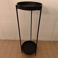 mobile portapiante a due livelli in metallo nero