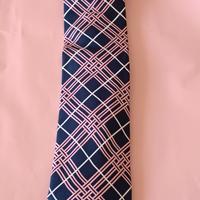 Cravatta in seta blu a righe rosa Burberry