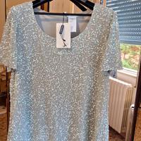 Marina Rinaldi – Top paillettes verde pastello XL