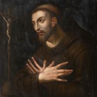 Dipinto quadro antico san Francesco XVII sec.