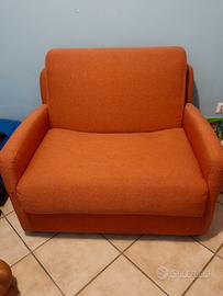 poltrona letto singolo salva spazio arancione 
