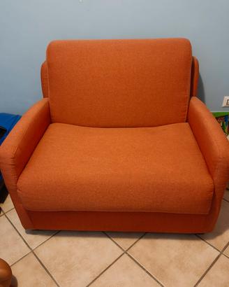 poltrona letto singolo salva spazio arancione 