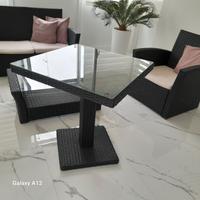 tavolino intrecciato effetto rattan