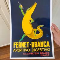 Poster stampa fernet branca A3 coccodrillo vintage