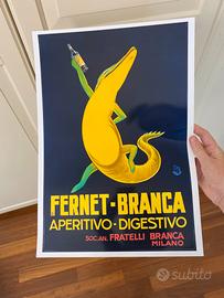 Poster stampa fernet branca A3 coccodrillo vintage