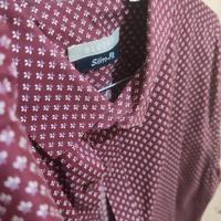 Camicia da uomo Bordeaux con pois bianchi 