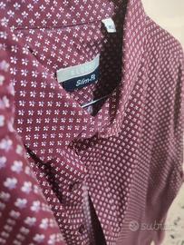 Camicia da uomo Bordeaux con pois bianchi 