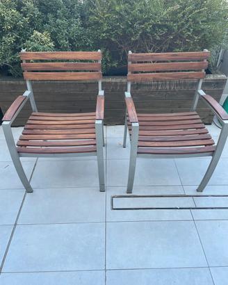 4 Sedie in Teak ed alluminio