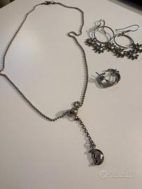 Argento 925 orecchini e collanina