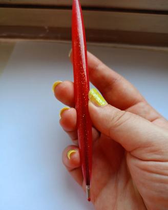 Penna artigianale resina rossa glitter - Outlet
