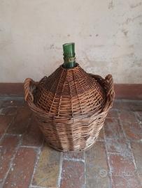 Damigiana antica, in vetro soffiato, primi 900