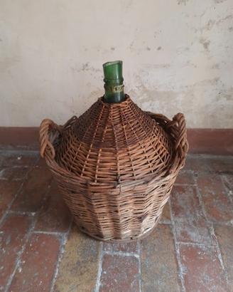 Damigiana antica, in vetro soffiato, primi 900