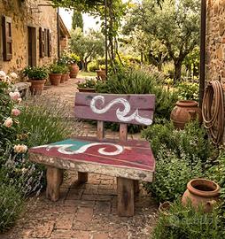 Sedia Scultura in Legno Massiccio Dipinta a Mano