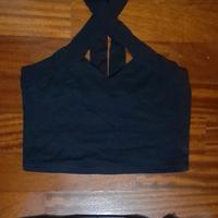 Top nero Spalline incrociate Estivo Leggero