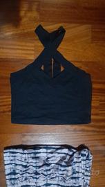 Top nero Spalline incrociate Estivo Leggero