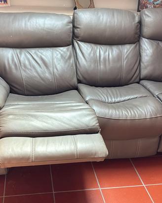 Divano 3 Posti in Pelle con Funzione Relax