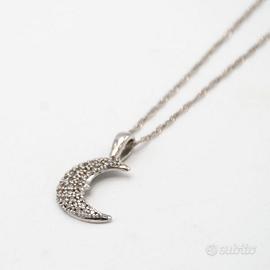Collana oro bianco18kt con luna di zirconi E.2250