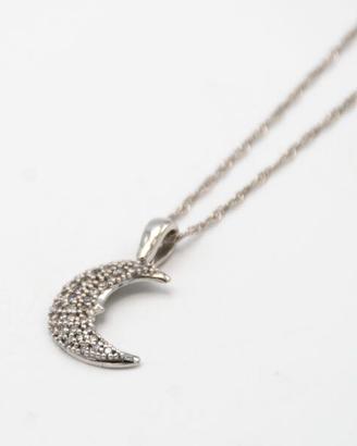 Collana oro bianco18kt con luna di zirconi E.2250