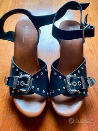 Scarpa sandali a zeppa donna 37 con occhiali sole