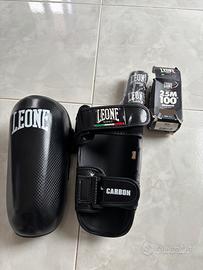Paratibie kik boxing più fascie polsi LEONE