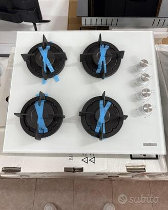 Piano cottura 4fuochi 60cm vetro bianco ghisa nuov