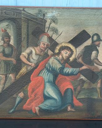 Antico dipinto olio su tela