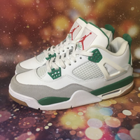 AJ 4 Bianco e Verde Nuove Scarpe da Uomo Taglia 43