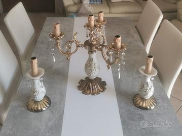 Elegante trittico in porcellana di Capodimonte 