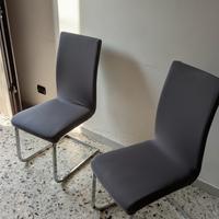 Coppia di sedie di design in pelle 