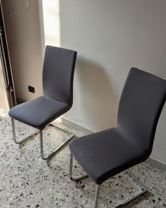 Coppia di sedie di design in pelle 