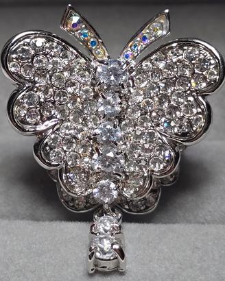 Anello con cristalli  placcato argento - nuovo