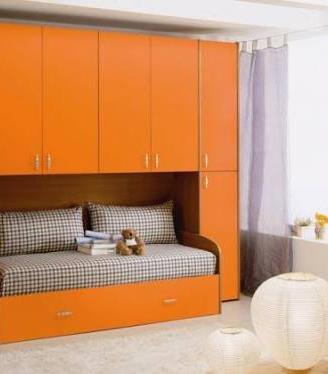 Cameretta a ponte arancio e fucsia