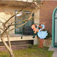 Fiocco nascita, cicogna annuncio nascita in legno