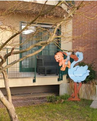 Fiocco nascita, cicogna annuncio nascita in legno