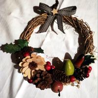 Ghirlanda Natale rustica paglia intrecciata  frutt