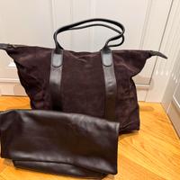 Borsa shopper in camoscio BONSAI + pochette pelle