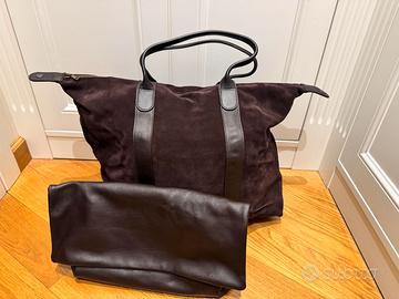 Borsa shopper in camoscio BONSAI + pochette pelle