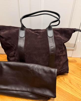 Borsa shopper in camoscio BONSAI + pochette pelle