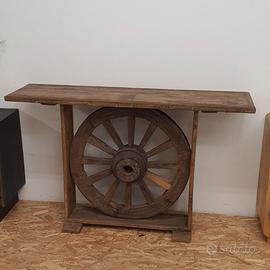 Tavolo tavolino consolle rustico RUOTA industrial