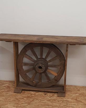 Tavolo tavolino consolle rustico RUOTA industrial