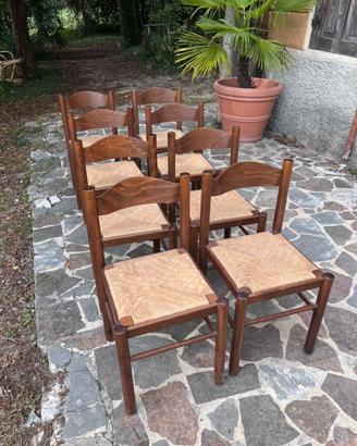 Set di 8 sedie rustiche legno e paglia 12€ ciasc.