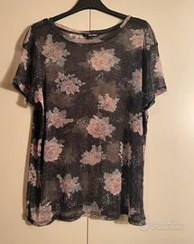 Maglietta fiorata trasparente